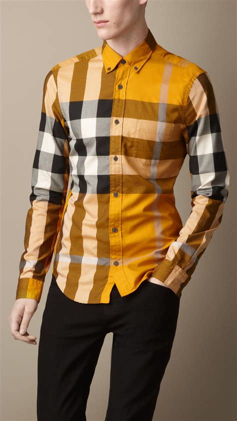 burberry mens shirt blue yellow|burberry men's shirts 3x.